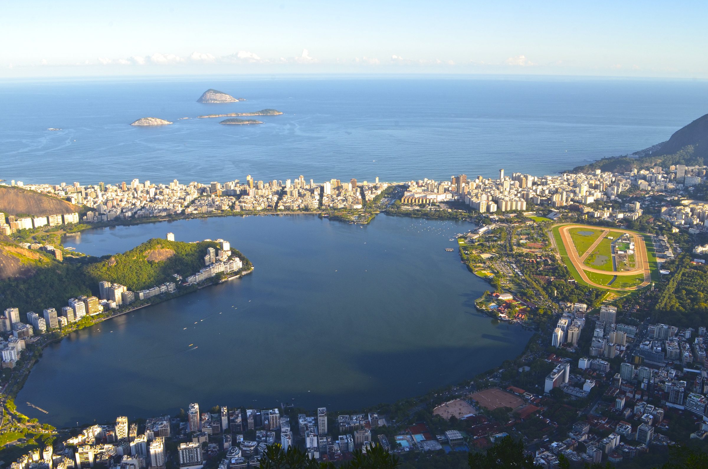 Corcovado from a distance — the statue scaled to its mountain.